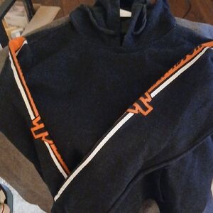 Men's Black and Orange Hooded Sweater